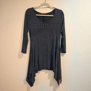 Gray Sequined Half Sleeve Flowing shirt